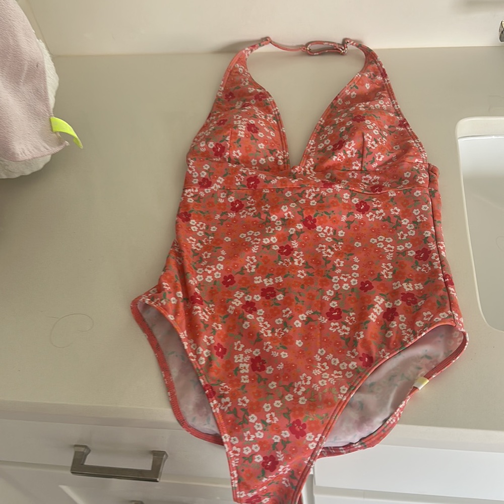 summersalt Coral Floral Halter One-Piece Swimsuit - Picture 2 of 11